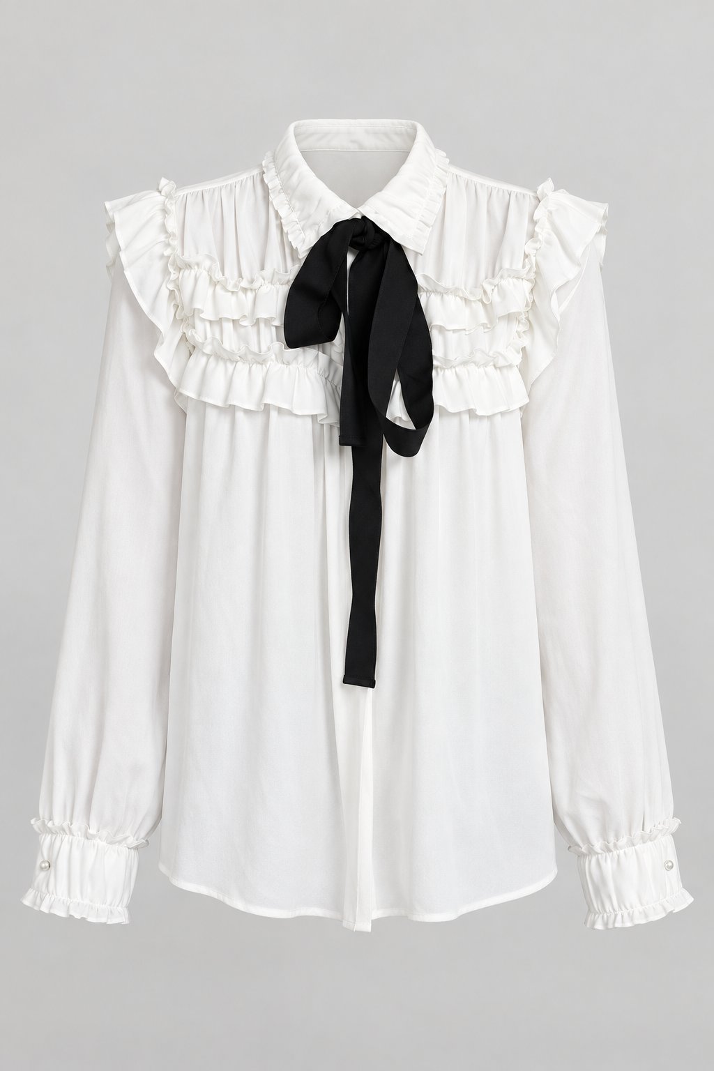 White ruffle blouse garment-only view