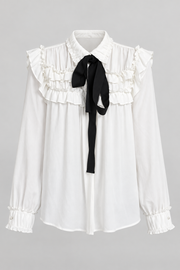 White ruffle blouse garment-only view